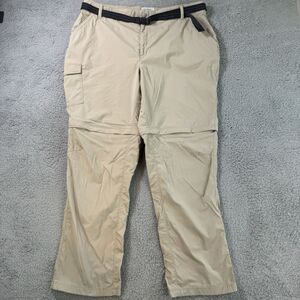 LL Bean Pants Men's XL Beige Convertible Zip Off Legs Nylon Hiking